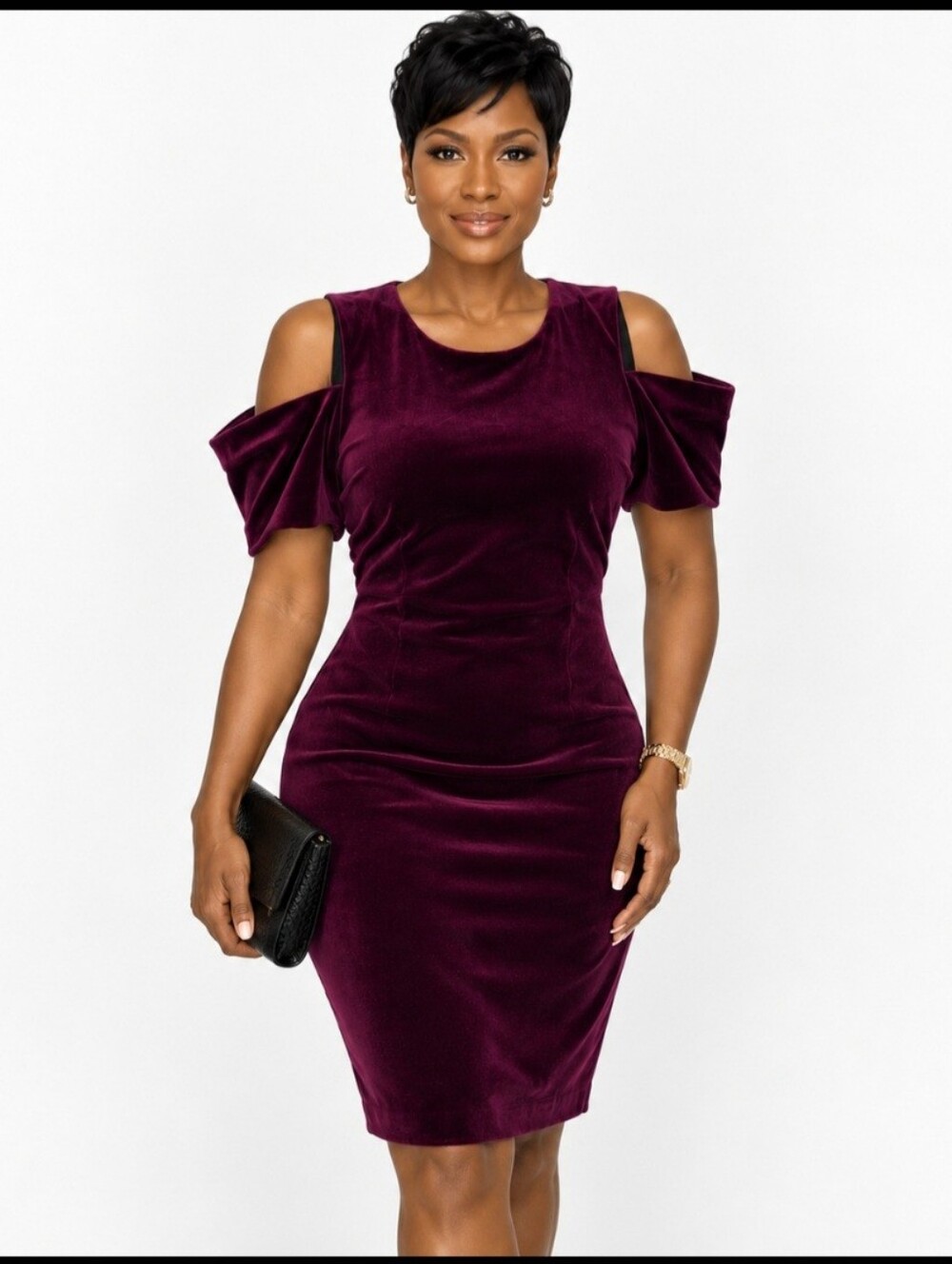 Calvin Klein Size 4 Burgundy Velvet Cold Shoulder Sheath Cocktail Dress